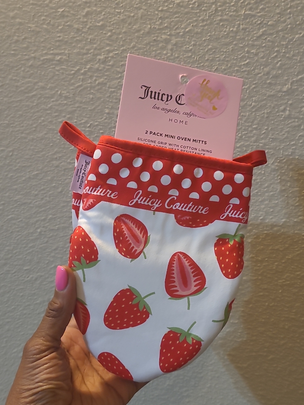 Juicy Couture Red and White Strawberry Mini Oven Mitts